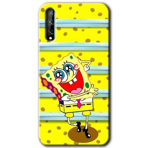MRCİLETİSİM Huawei P Smart S Kılıf Baskılı Kapak - Aşık Sünger Bob +Tam Ekran Koruyucu
