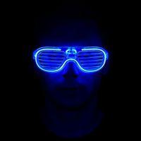 Mavi Led Işıklı Parti Gözlüğü - Neon Glow Şerit Gözlük 3 Modlu