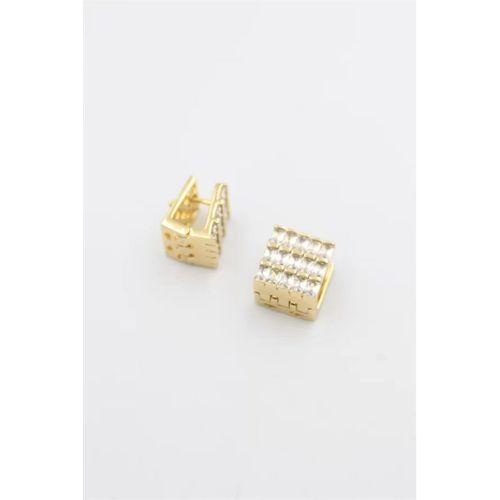 Kare Taşlı Küpe - Altın