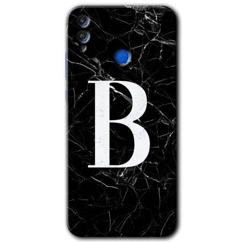 Potkal Hediye Fabrikası Honor 8x Kılıf HD Desen Baskılı Arka Kapak - Siyah Mermer Desenli B Harfi