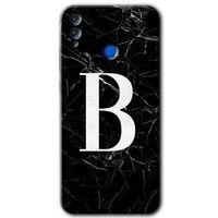 Potkal Hediye Fabrikası Honor 8x Kılıf HD Desen Baskılı Arka Kapak - Siyah Mermer Desenli B Harfi