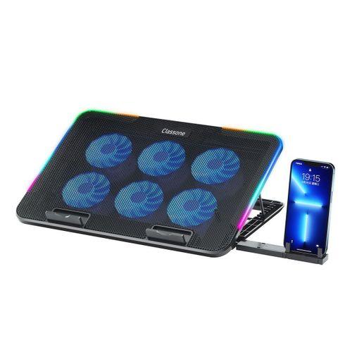 Classone Gaming M60 Laptop Soğutucu , Notebook Stand,10 RGB ışık kontrolü, 15.6 -17 inch , Hız kontrolü , 6 Büyük fan ,Telefon standı, 2 USB