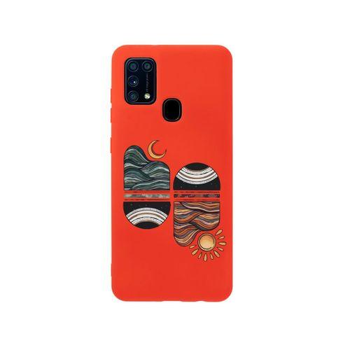 Samsung M30S Sunset Wave Premium Silikonlu Kırmızı Telefon Kılıfı