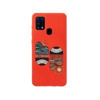 Samsung M30S Sunset Wave Premium Silikonlu Kırmızı Telefon Kılıfı