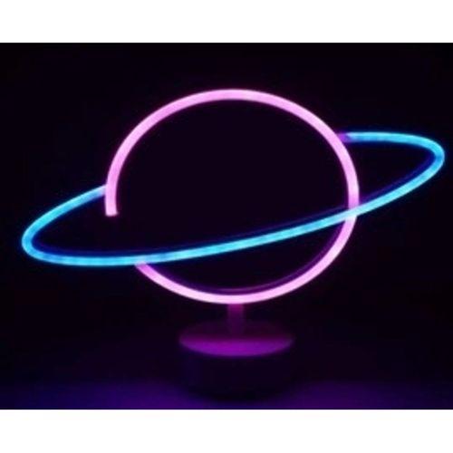Neon Işıklı Satürn Lamba Pil+usb Mz-n15