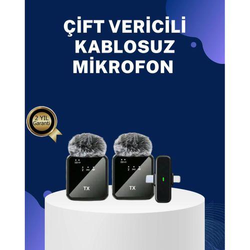 2in1 Kablosuz Yaka Mikrofonu İos Ve Android Uyumlu