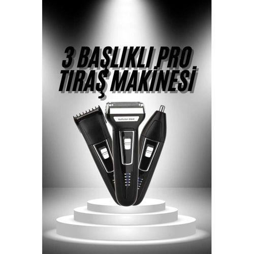 3'lü Set Saç Sakal Kesme Traş Makinesi Burun Kılı Alma Tıraş Makinesi