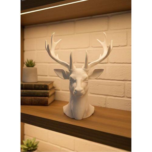 Dekoratif Beyaz Geyik Biblo Salon Ve Raf Dekoru