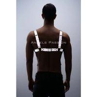 Reflektörlü (Karanlıkta Parlayan) Zincir Detaylı Şık Erkek Göğüs Harness, Reflektörlü Clubwear