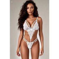 Kadın Beyaz Cut-out Detaylı Dantel Dokulu Premium Fantezi Body