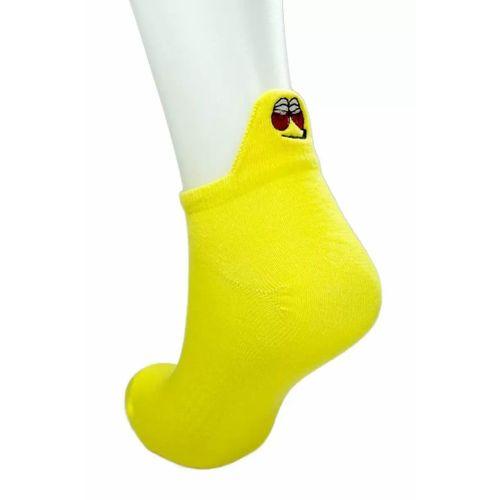 6 Çift Emoji Desen Nakış Baskılı Kadın Pamuklu Bilek Çorap