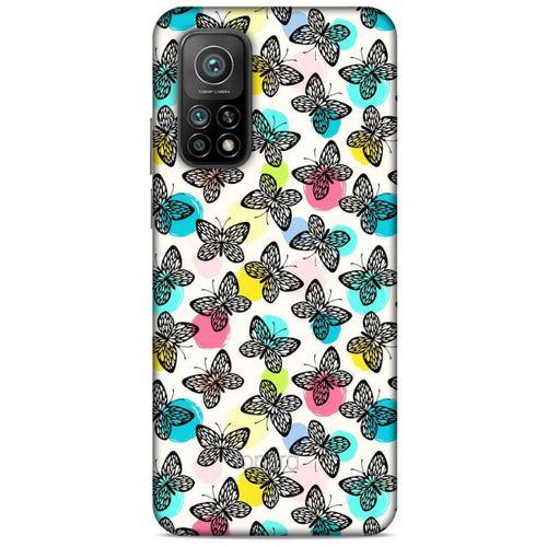 Xiaomi Mi 10T Pro 5G Kılıf Kelebek Etkisi (36) Glitter Kılıf Sarı Pembe