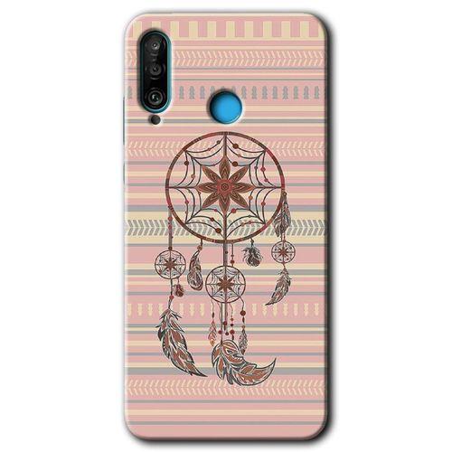 Huawei P30 Lite Kılıf Kapak - Mandala Retro +Hayalet Ekran Yandan Gözükmez