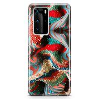 Huawei P40 Pro Kılıf Kabartma İnciler Arka Kapak Koruma Desenli Full Koruyucu