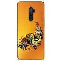 Oppo Reno 2 Kılıf Dragons (28) Arka Kapak Tatoo Sarı Ejderha