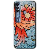 Tecno Spark 7 Pro Kılıf HD Desen Baskılı Arka Kapak - Mozaik Çiçek + Kırılmaz Cam