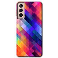 Potkal Hediye Fabrikası Samsung Galaxy S21 Plus HD Baskılı Kılıf + 9D Tam Ekran Koruyucu - Multi Oblique