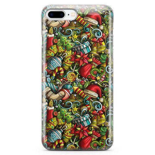 Apple iPhone 7 Plus Kılıf Mery Christmas Doodle Arka Kapak Koruma Desenli Full Koruyucu