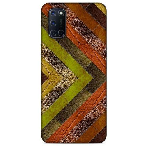 Oppo A92 Kılıf Patchwork (10) Full Koruma Kılıfı Yeşil Turuncu