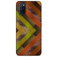 Oppo A92 Kılıf Patchwork (10) Full Koruma Kılıfı Yeşil Turuncu