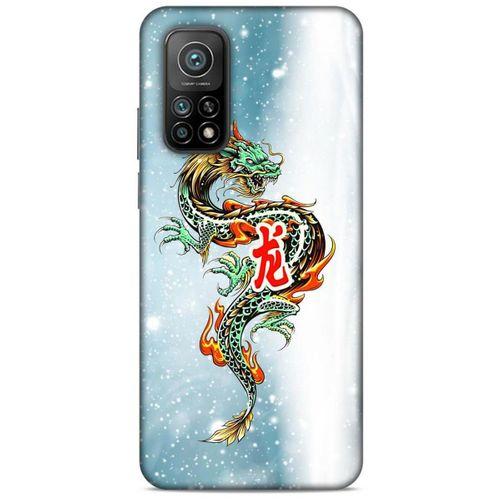 Xiaomi Mi 10T Pro 5G Kılıf Dragons (29) Arka Koruma Kılıfı Tatoo Mavi Ejderha