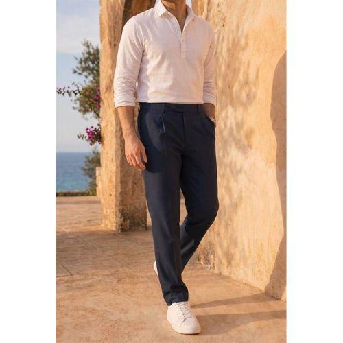 Forner Regular Fit Beli Lastikli Kemer Detaylı Erkek Kumaş Pantolon - Lacivert