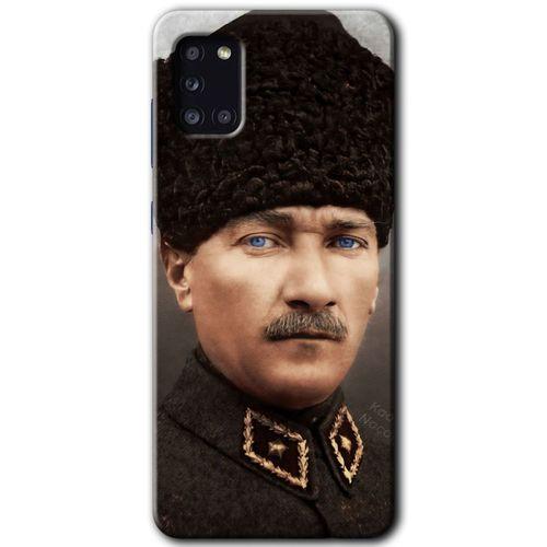 Potkal Hediye Fabrikası Samsung Galaxy A31 HD Baskılı Kılıf + 9D Tam Ekran Koruyucu - Başkomutan Atatürk