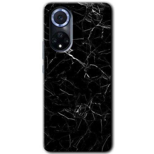 MRCİLETİSİM Huawei Nova 9 Kılıf HD Desen Baskılı Arka Kapak+Temperli Cam - Siyah Mermer