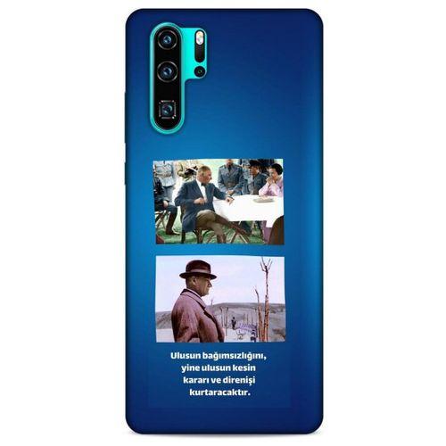 Huawei P30 Pro Kılıf Atatürk (6) Silikon Kılıf Koyu Mavi