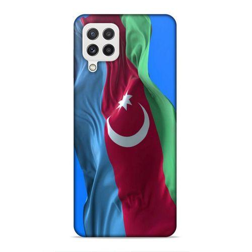 Samsung Galaxy A22 Uyumlu Kılıf Azarbaijan (6) Silikon Kılıf Dalgalanan Bayrak