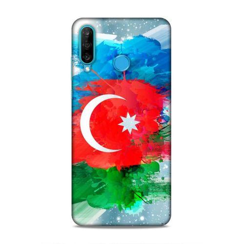 Huawei P30 Lite Uyumlu Kılıf Azarbaijan (15) Antişok Kılıf Bayrak İllustre