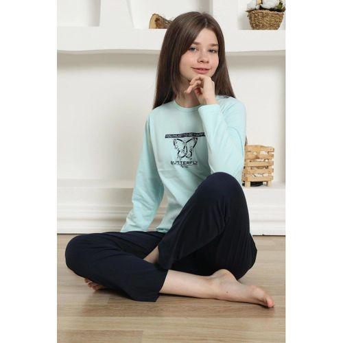Kız Çocuk Penye Pijama Takım Su Yeşili