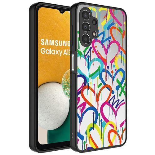 Galaxy A13 4G Kılıf Aynalı Desenli Kamera Korumalı Parlak Zore Mirror Kapak