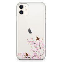 Apple iPhone 11 Kılıf Peony Kuşlar Arka Kapak Koruma Desenli Full Koruyucu