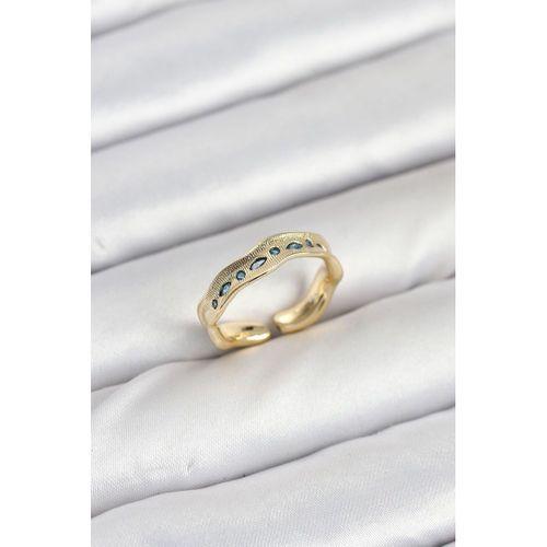 Pirinç Gold Renk Zirkon Taşlı Vintage Kadın Yüzük