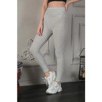 Yüksek Bel Toparlayıcı Likralı Büzgülü Tayt - Beyaz