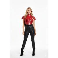 Kırmızı Kadın Kemer Deri Zımbalı Korse Detaylı - Brf1257