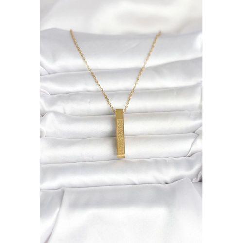 316L Çelik Gold Renk Ayetel Kürsi Yazılı Bar Çubuk Kolye