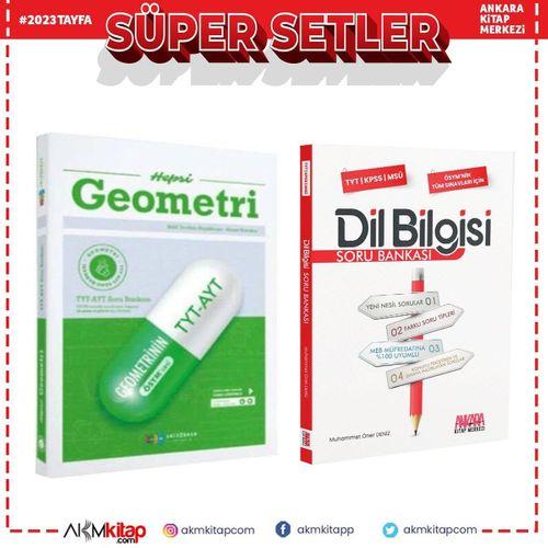 Antrenmanlarla TYT AYT Hepsi Geometri Soru Bankası ve AKM Dil Bilgisi Soru Bankası Seti 2 Kitap