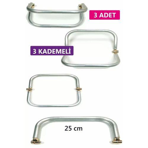 3 Kademeli Gizli Metal Mango Çanta Bursu – 3 Adet - 25 cm - Metal Çanta Aparatı