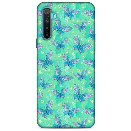 Oppo Realme 6i Kılıf Kelebek Etkisi (10) Full Koruma Kılıfı Fuşya Yeşil