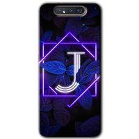 Potkal Hediye Fabrikası Samsung Galaxy A80 Kılıf HD Desen Baskılı Arka Kapak - Dark Neon Yaprak J Harfi
