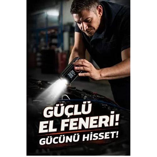 St-9650 Şarjlı 10.000 Mah Taşınabilir Araç Hava Kompresörü Akü Takviyeli Dijital Ekranlı Işıklı Çantalı