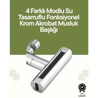Krom Musluk Başlığı | 4'ü 1 Arada Su Çıkışı | Kolay Montajlı