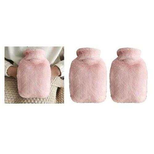 2 Adet Sıcak Su Torbası Yan Cepli Pembe  Peluş Termofor 27X17X2Cm  1 Litre