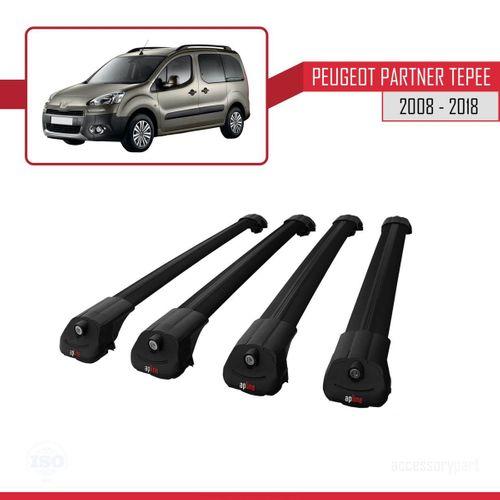 Peugeot Partner Tepee 2008-2018 Arası ile uyumlu ACE-1 Ara Atkı Tavan Barı SİYAH 4 ADET BAR