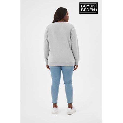Kadın Büyük Beden MİLANO İTALiA Baskılı Bisiklet Yaka Sweatshirt SPR26BSWK956-9