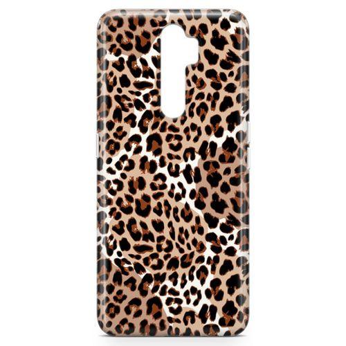 Oppo A5 2020 Kılıf Beyazlı Leopar Arka Kapak Koruma Desenli Full Koruyucu