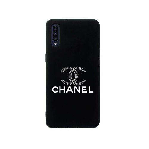 Samsung A50 Channel Desenli Premium Silikonlu Siyah Telefon Kılıfı