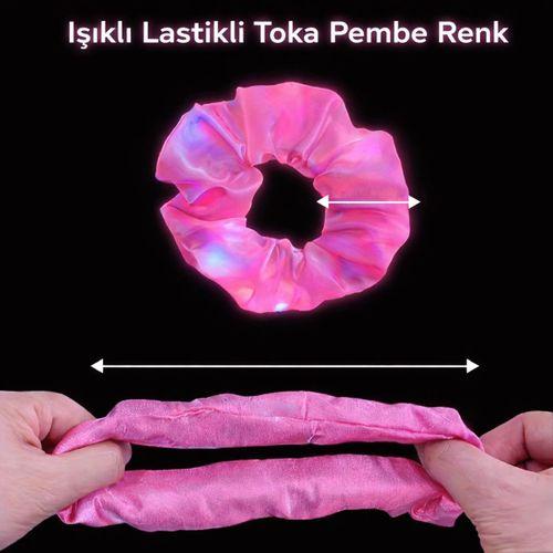 Pembe Renk Led Işıklı Lastikli Saç Tokası